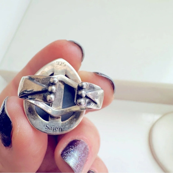 Sajen Druzy Oil Slick 925 Sterling Silver Adjustable Ring - Picture 7 of 7